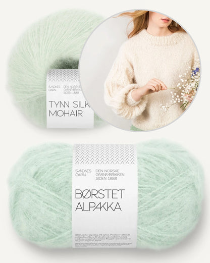 Elsa pullover | lihtne unistuste pullover Sandnes Garni lõngadest Borstet Alpakka ja Tynn Silk Mohair