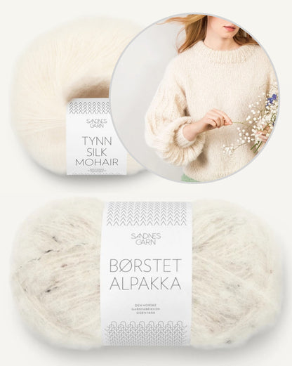 Elsa pullover | lihtne unistuste pullover Sandnes Garni lõngadest Borstet Alpakka ja Tynn Silk Mohair