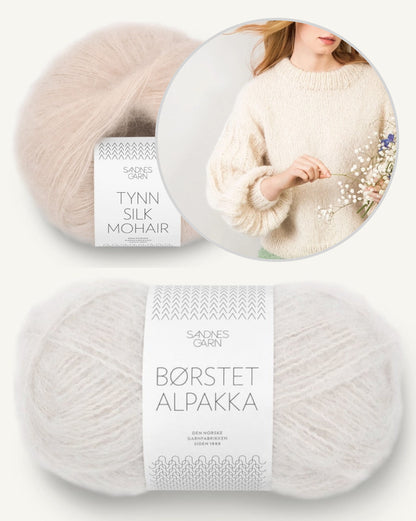 Elsa pullover | lihtne unistuste pullover Sandnes Garni lõngadest Borstet Alpakka ja Tynn Silk Mohair