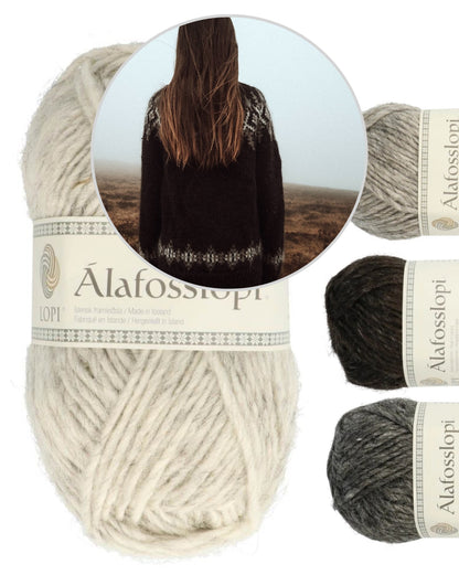 Fjelltur Sweater | kontrastreiches Norwegermuster aus Alafosslopi von Lopi Island