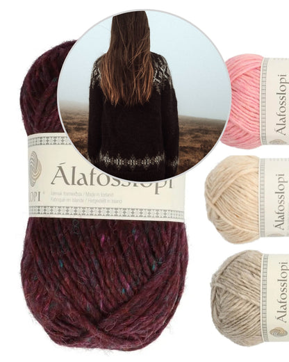 Fjelltur Sweater | kontrastreiches Norwegermuster aus Alafosslopi von Lopi Island