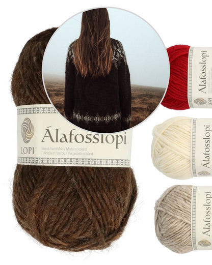 Fjelltur Sweater | kontrastreiches Norwegermuster aus Alafosslopi von Lopi Island