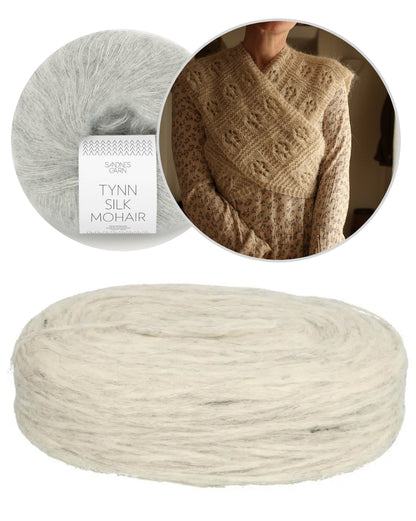 Floks-sjal | vikletørklæde af Plötulopi fra Lopi Island og Tynn Silk Mohair fra Sandnes