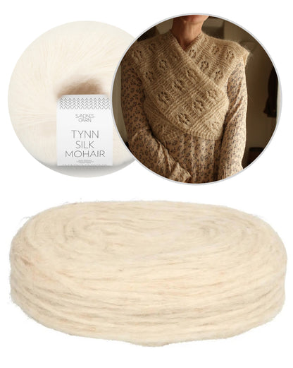 Floks-sjal | vikletørklæde af Plötulopi fra Lopi Island og Tynn Silk Mohair fra Sandnes