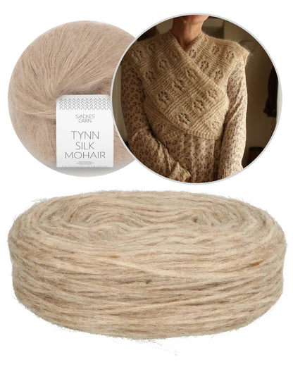 Floks-sjal | vikletørklæde af Plötulopi fra Lopi Island og Tynn Silk Mohair fra Sandnes