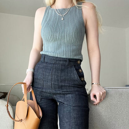 Mixed Rib Cami | top med ribmønster i Merino fra Knitting for Olive