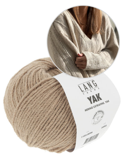 Flow Loop V-Neck | lässige Strukturmusterstreifen aus Yak von Lang Yarns