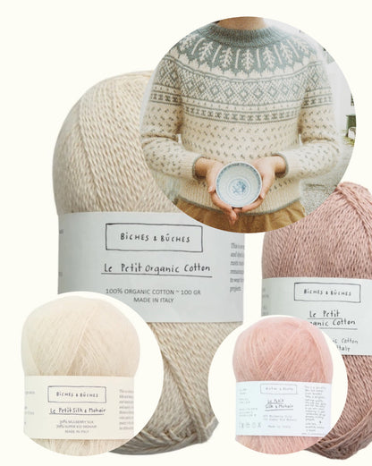 Grain Jumper | porcelain pattern made from Le Petit Organic Cotton and Le Petit Silk Mohair by Biches & Bûches