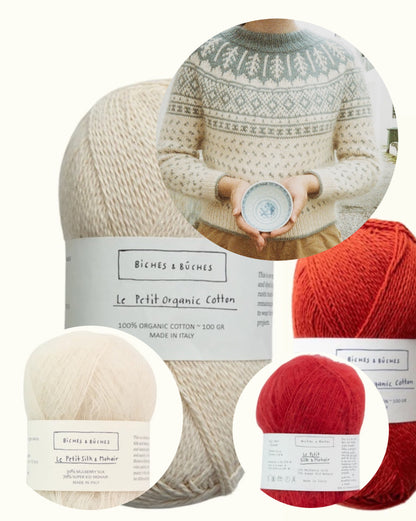 Grain Jumper | porcelain pattern made from Le Petit Organic Cotton and Le Petit Silk Mohair by Biches & Bûches