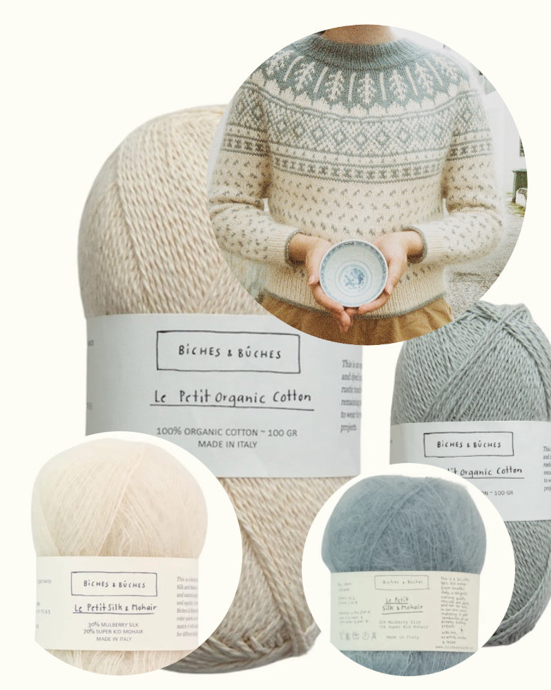 Grain Jumper | porcelain pattern made from Le Petit Organic Cotton and Le Petit Silk Mohair by Biches & Bûches