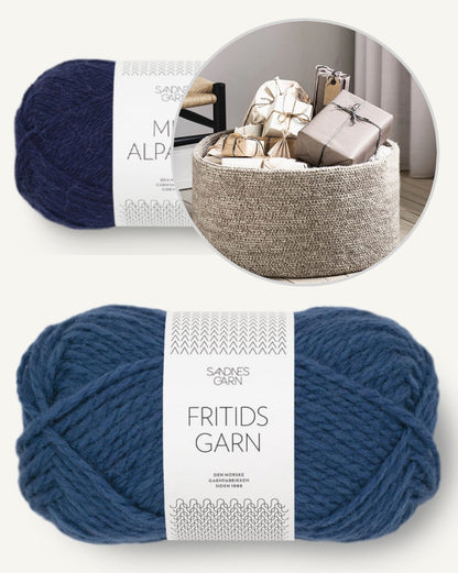 Large Basket | for charming storage made of Fritidsgarn and Mini Alpakka by Sandnes Garn