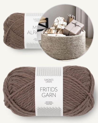 Large Basket | for charming storage made of Fritidsgarn and Mini Alpakka by Sandnes Garn