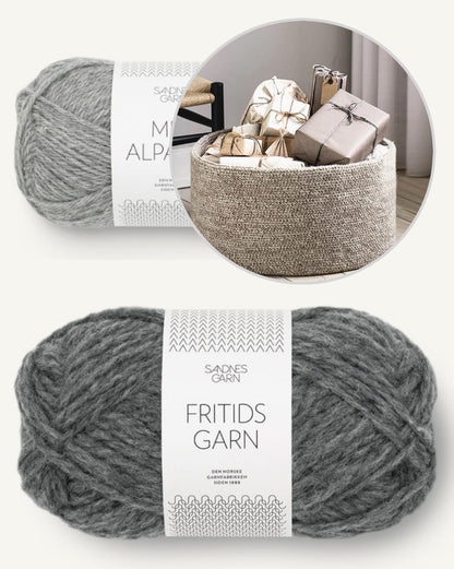 Large Basket | for charming storage made of Fritidsgarn and Mini Alpakka by Sandnes Garn