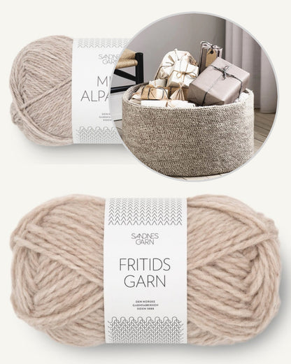 Large Basket | for charming storage made of Fritidsgarn and Mini Alpakka by Sandnes Garn
