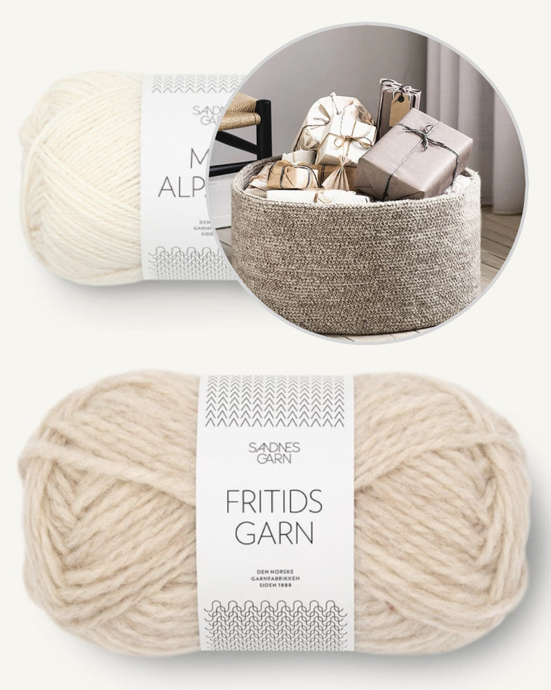 Large Basket | for charming storage made of Fritidsgarn and Mini Alpakka by Sandnes Garn
