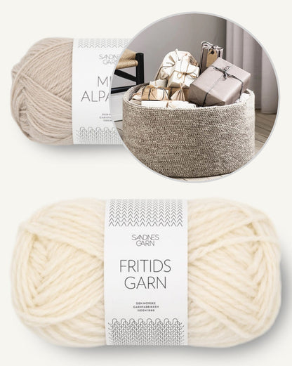 Large Basket | for charming storage made of Fritidsgarn and Mini Alpakka by Sandnes Garn