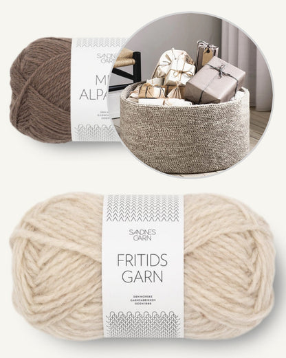 Large Basket | for charming storage made of Fritidsgarn and Mini Alpakka by Sandnes Garn