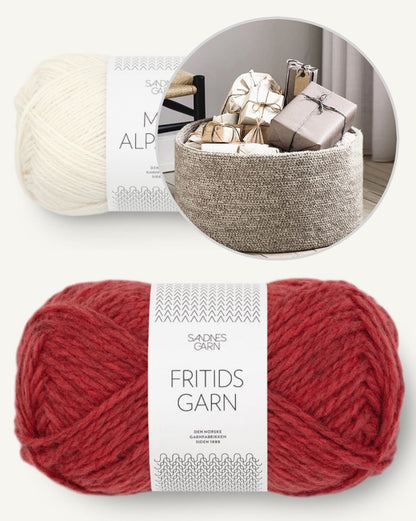 Large Basket | for charming storage made of Fritidsgarn and Mini Alpakka by Sandnes Garn