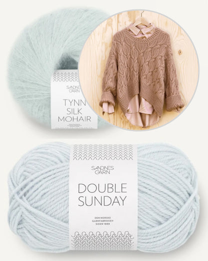 Haley Pullover | wunderschönes Zopfmuster aus Double Sunday und Tynn Silk Mohair von Sandnes Garn