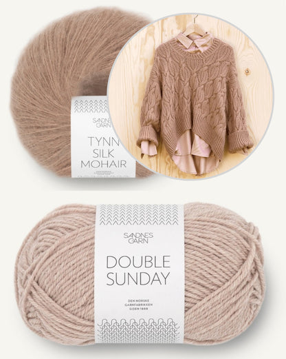 Haley Pullover | wunderschönes Zopfmuster aus Double Sunday und Tynn Silk Mohair von Sandnes Garn