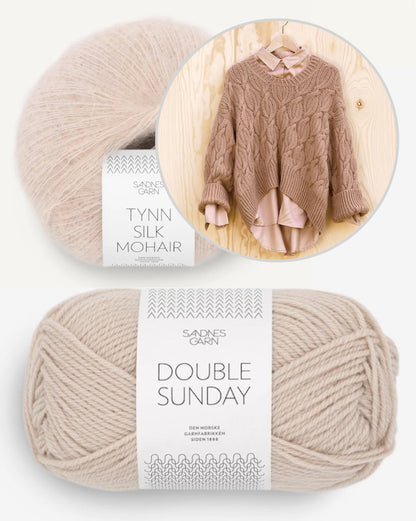Haley Pullover | wunderschönes Zopfmuster aus Double Sunday und Tynn Silk Mohair von Sandnes Garn