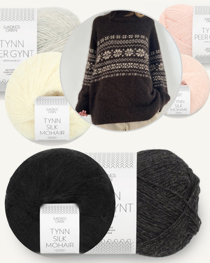 Harriet Sweater | fantastique motif floral tricoté en Tynn Peer Gynt et Tynn Silk Mohair