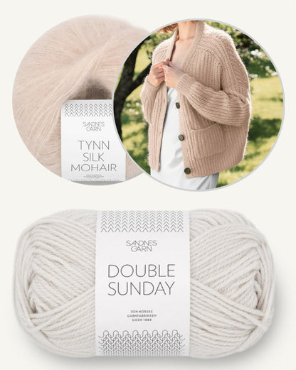 Hennie Jacket | Cardigan décontracté en demi-côtes, tricoté en Double Sunday et Tynn Silk Mohair de Sandnes Garn