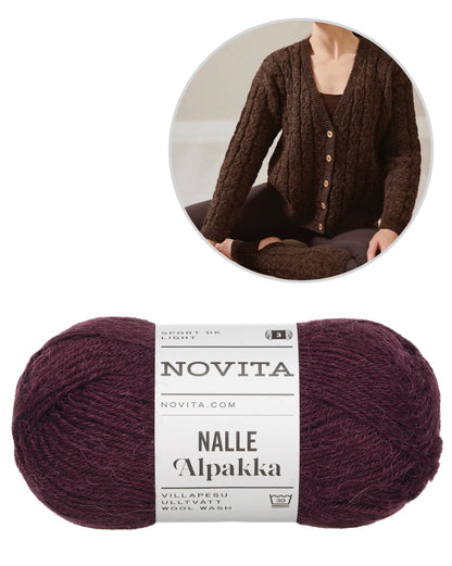 Hetki Cardigan | classic cable pattern from Nalle Alpakka by Novita