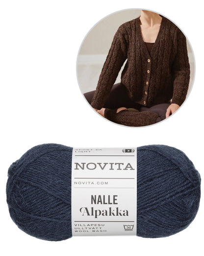 Hetki Cardigan | classic cable pattern from Nalle Alpakka by Novita