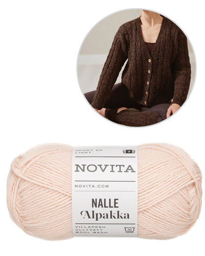 Hetki Cardigan | classic cable pattern from Nalle Alpakka by Novita