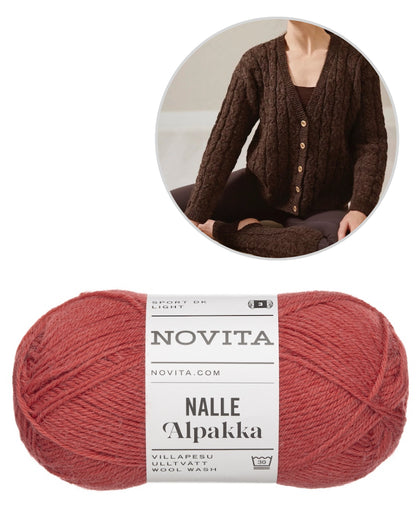 Hetki Cardigan | classic cable pattern from Nalle Alpakka by Novita