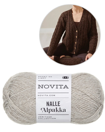 Hetki Cardigan | classic cable pattern from Nalle Alpakka by Novita