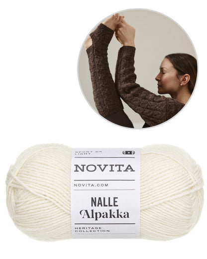 Hetki Yoga Socks | delicate cable pattern made from Nalle Alpakka by Novita