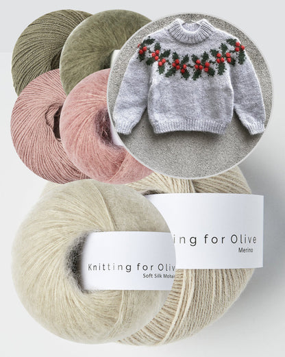 Holly Sweater Kids | charming Christmas sweater made of Merino and Soft Silk Mohair by Knitting for Olive