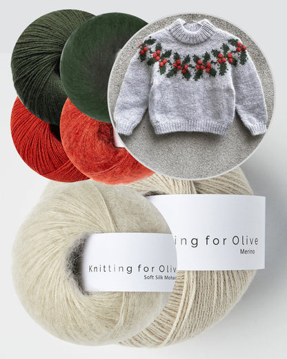 Holly Sweater Kids | charming Christmas sweater made of Merino and Soft Silk Mohair by Knitting for Olive