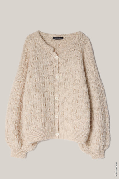 Nordic Bubble Cardigan | fluffy light made from Natural Alpaca Pelo by Lana Grossa