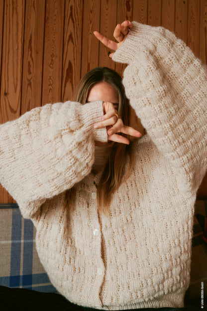 Nordic Bubble Cardigan | fluffy light made from Natural Alpaca Pelo by Lana Grossa