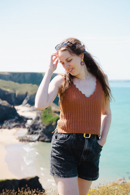 Bedruthan Camisole | inspired by cliff coast made from Pure Silk by Knitting for Olive