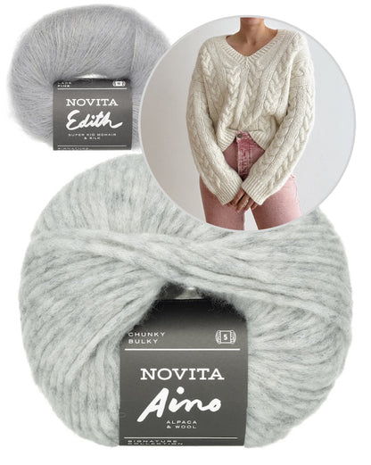 James Sweater V-Neck | oversized cable pattern from Aino and Edith by Novita