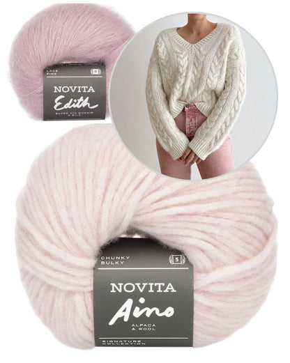 James Sweater V-Neck | oversized cable pattern from Aino and Edith by Novita