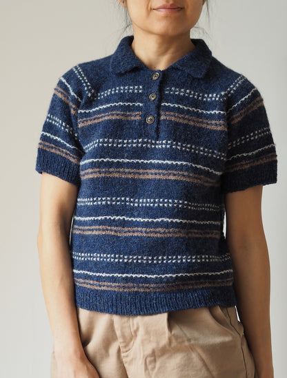 Morse Polo | delicate textured stripes made from Le Petit Lambswool by Biches & Bûches