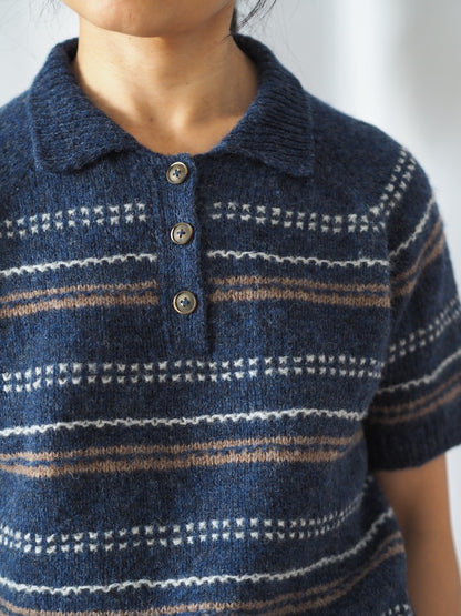Morse Polo | delicate textured stripes made from Le Petit Lambswool by Biches & Bûches