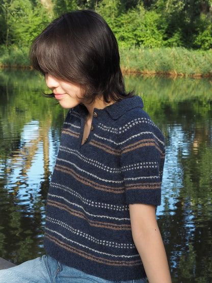 Morse Polo | delicate textured stripes made from Le Petit Lambswool by Biches & Bûches