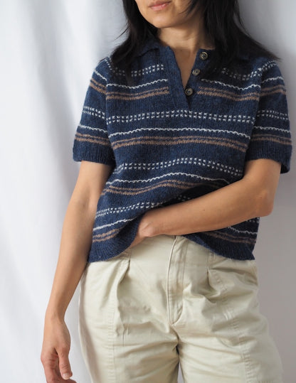 Morse Polo | delicate textured stripes made from Le Petit Lambswool by Biches & Bûches