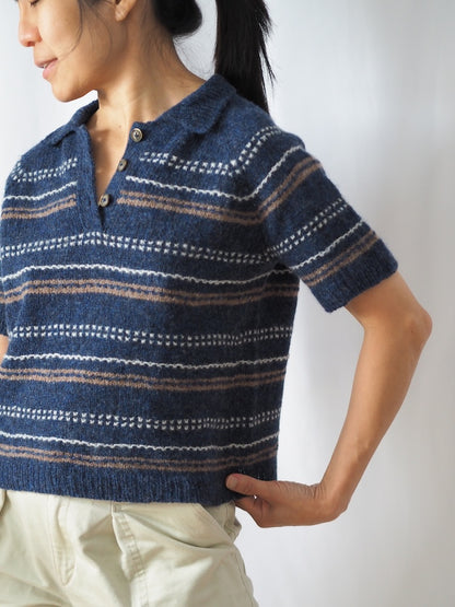 Morse Polo | delicate textured stripes made from Le Petit Lambswool by Biches & Bûches