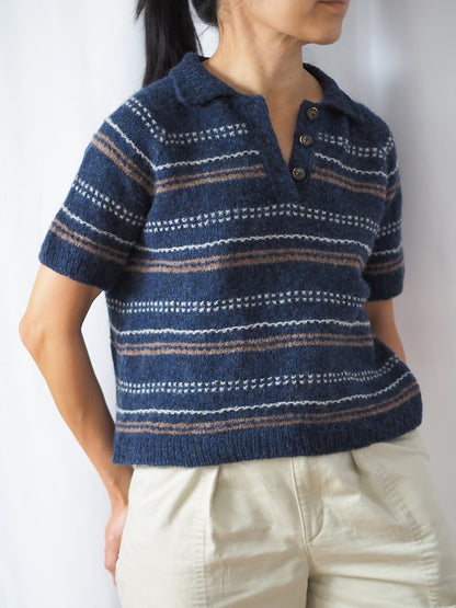 Morse Polo | delicate textured stripes made from Le Petit Lambswool by Biches & Bûches