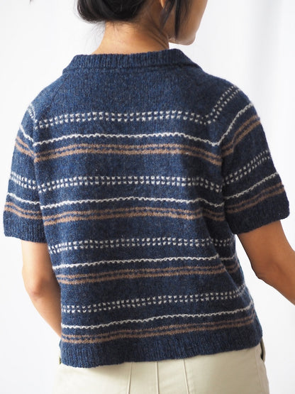 Morse Polo | delicate textured stripes made from Le Petit Lambswool by Biches & Bûches