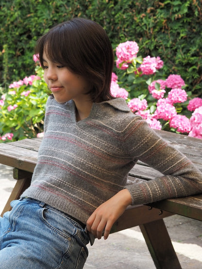 Morse Polo | delicate textured stripes made from Le Petit Lambswool by Biches & Bûches
