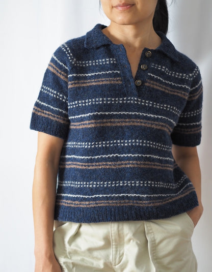 Morse Polo | delicate textured stripes made from Le Petit Lambswool by Biches & Bûches