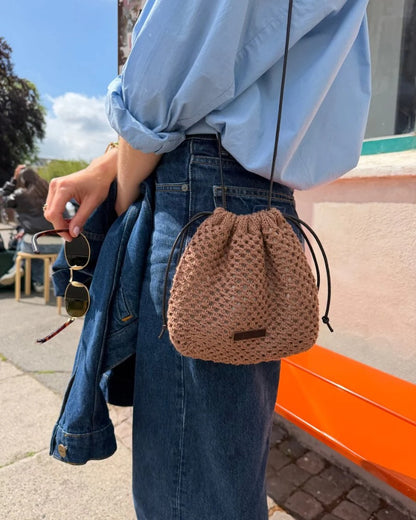 Juno Satchel | fine lace pattern made from Crealino by Lang Yarns